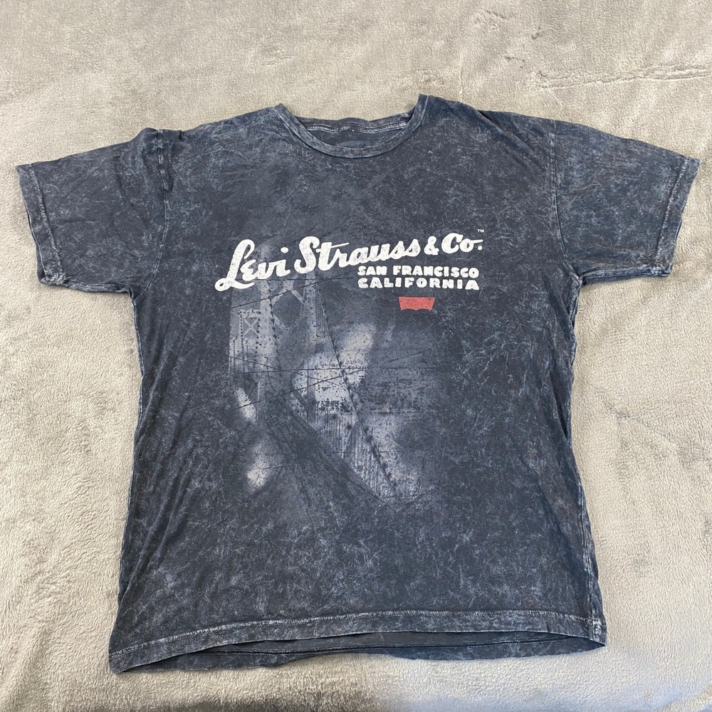 VTG Levi's T-Shirt Mens XL Charcoal Golden Gate Bridge San Francisco Acid Wash